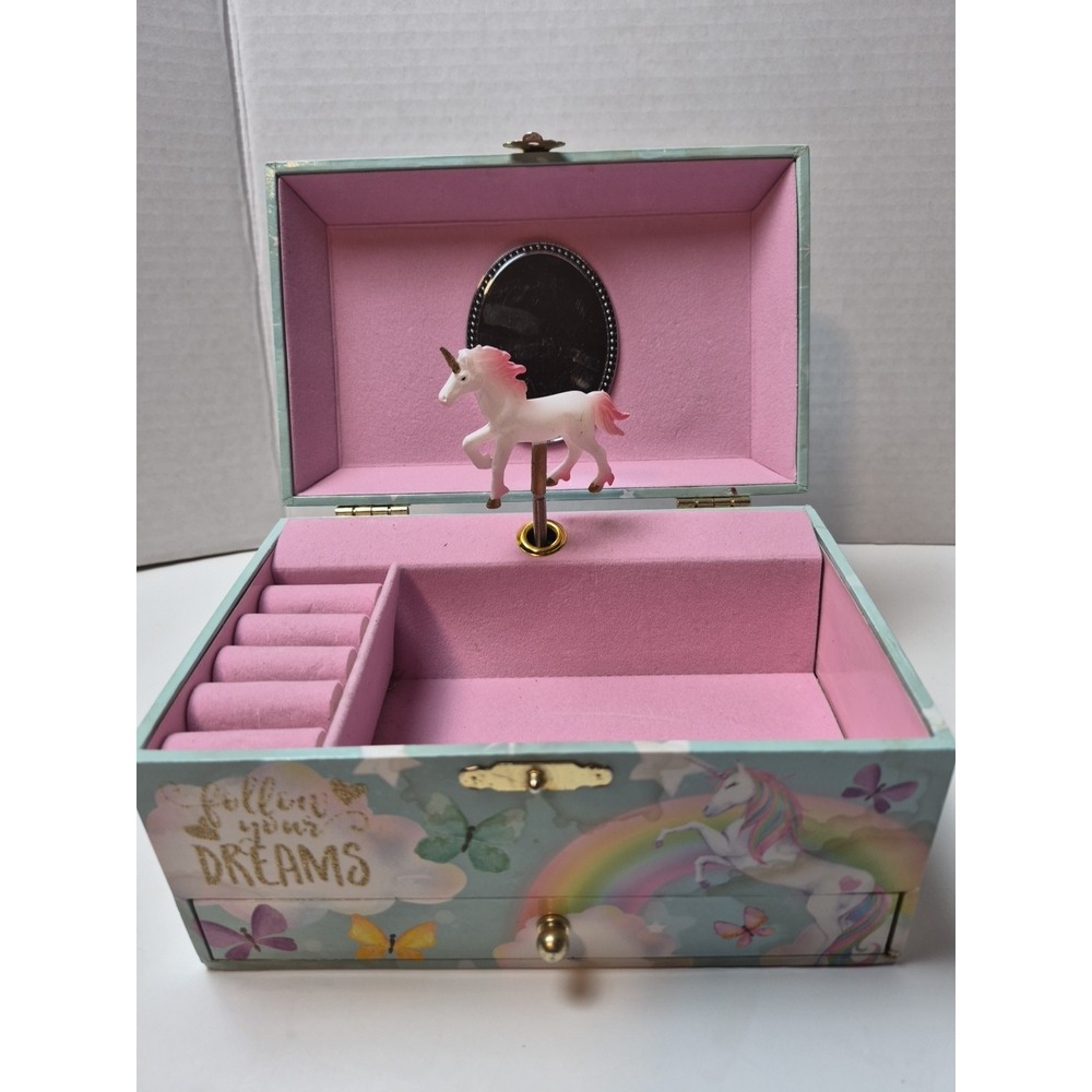 The Memory Building Company Unicorn Music Jewelry Box Girl's Rainbow Working